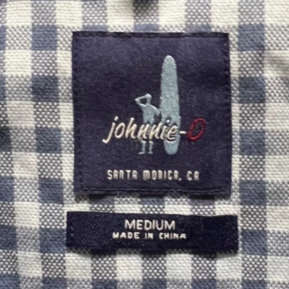 Johnnie O's Mens Gingham‎ Check Button Down Long Sleeve Shirt Blue White Size L